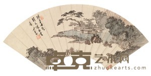 溥儒 山水 扇面镜心 18X52cm